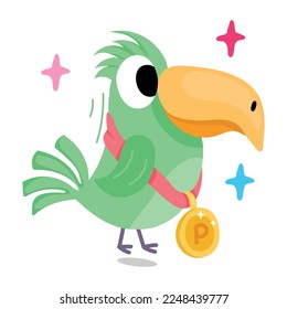 Get a flat sticker of winner parrot 