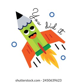 Get flat sticker of you did it typography 