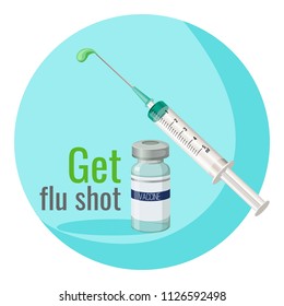 Get flu shot poster to remind people vector illustration
