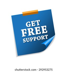 Get Free Support Blue Sticky Notes Vector Icon Design 