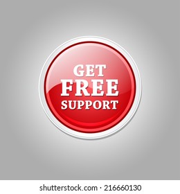 Get Free Support Glossy Shiny Circular Vector Button