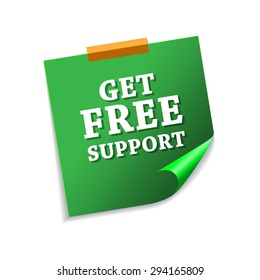 Get Free Support Green Sticky Notes Vector Icon Design