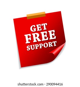 Get Free Support Red Sticky Notes Vector Icon Design