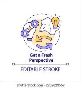 Get fresh perspective concept icon. New insights. Dealing with creative block tip abstract idea thin line illustration. Isolated outline drawing. Editable stroke. Arial, Myriad Pro-Bold fonts used