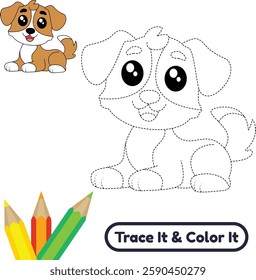 Get a fun puppy vector for tracing and coloring. A great creative activity for kids and dog lovers who enjoy art.