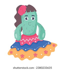 Get a funny cactus flat icon 