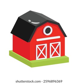 Get a glimpse of 3d icon showing farmhouse building