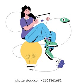 Get a glimpse of ai idea flat illustration 