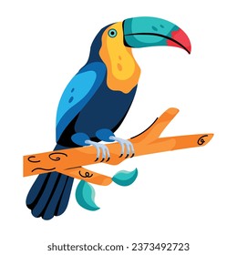 Get a glimpse of beautiful toucan flat icon 