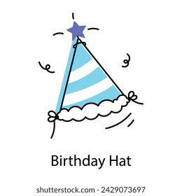 Get a glimpse of birthday hat doodle icon