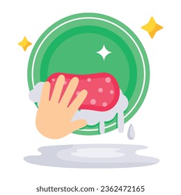 Get a glimpse of dishwashing flat icon 