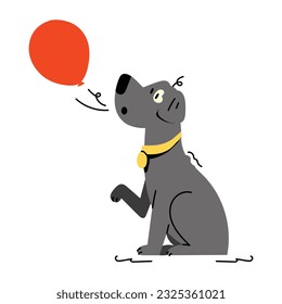 Get a glimpse of dog balloon flat illustration 