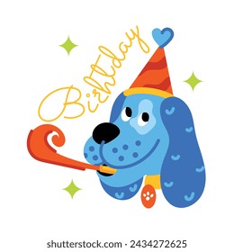 Get a glimpse of dog birthday flat sticker 