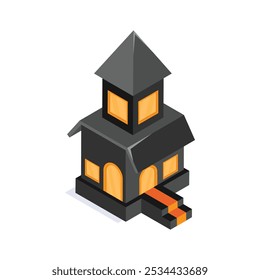 Get a glimpse of haunted house isometric icon