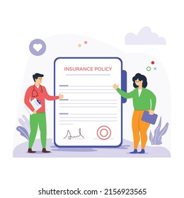 Get a glimpse of insurance policy flat illustration 

