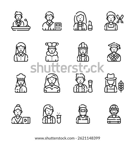 Get a glimpse of our latest pack showing individual characters line icons