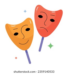 Get a glimpse of party masks flat sticker 