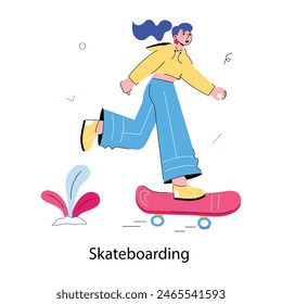 Get a glimpse of skateboarding doodle mini illustration 