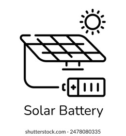 Echa un vistazo al icono de la línea de baterías solares 