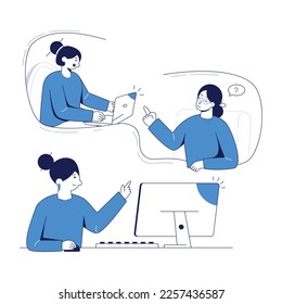 Obtén un vistazo de la ilustración plana de la reunión del equipo 