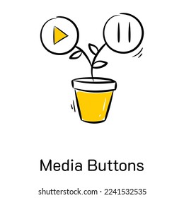 Get a glimpse of this amazing media buttons icon, hand drawn style 