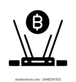 Obter um vislumbre deste ícone de glifo do holograma do bitcoin