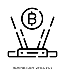 Obter um vislumbre deste ícone de contorno do holograma do bitcoin