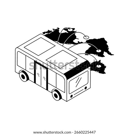 Get a glimpse of this bus travel isometric icon
