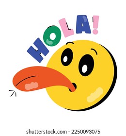 Get a glimpse of this cute hola emoji sticker  