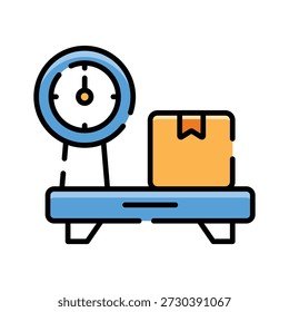 Get a glimpse of this flat outline icon of weighing scale for packages.