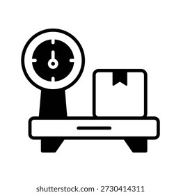 Get a glimpse of this glyph icon of weighing scale for packages.
