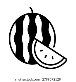 Get a glimpse of this glyph icon of watermelon for healthy summer food themes
