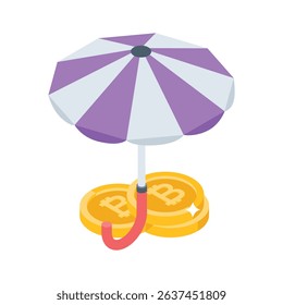 Get a glimpse of this isometric icon of bitcoin insurance