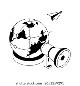 Veja este ícone isométrico do marketing global