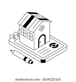 Get a glimpse of this isometric property contract icon