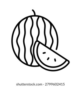 Get a glimpse of this line icon of watermelon for healthy summer food themes
