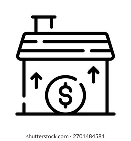 Obter uma visão deste ícone linear mostrando o preço da propriedade