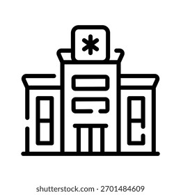 Veja este ícone linear para a frente do edifício do hospital