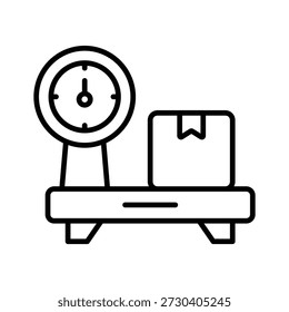 Get a glimpse of this outline icon of weighing scale for packages.