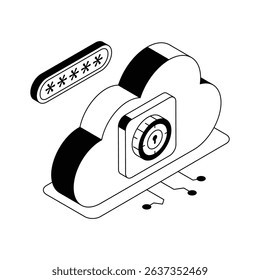 Get a glimpse of this secure cloud password isometric icon