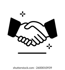 Get a glimpse of this trendy glyph icon showing handshake