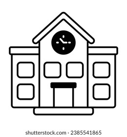Get a glyph icon of school building 