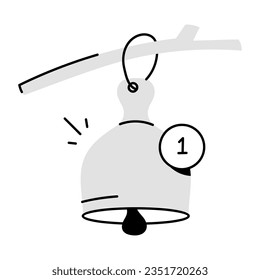 Get hand drawn icon of bell notification 