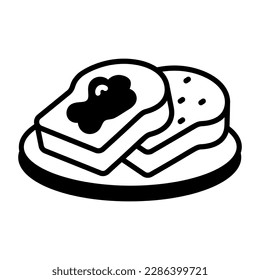 Get a hand drawn icon of jam toasts 