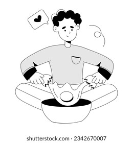 Obtén una ilustración a mano de un bol de huevo 