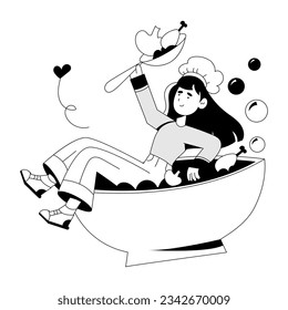 Get hand drawn illustration of soup bowl 