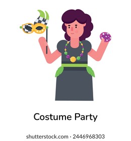 Get handy flat icon of costume party character 