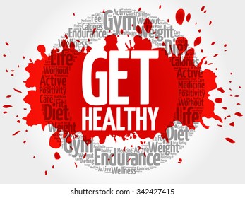 Get Healthy circle word cloud, health concept