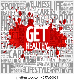 Get Healthy word cloud background, health concept