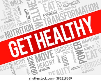 Get Healthy word cloud background, health concept